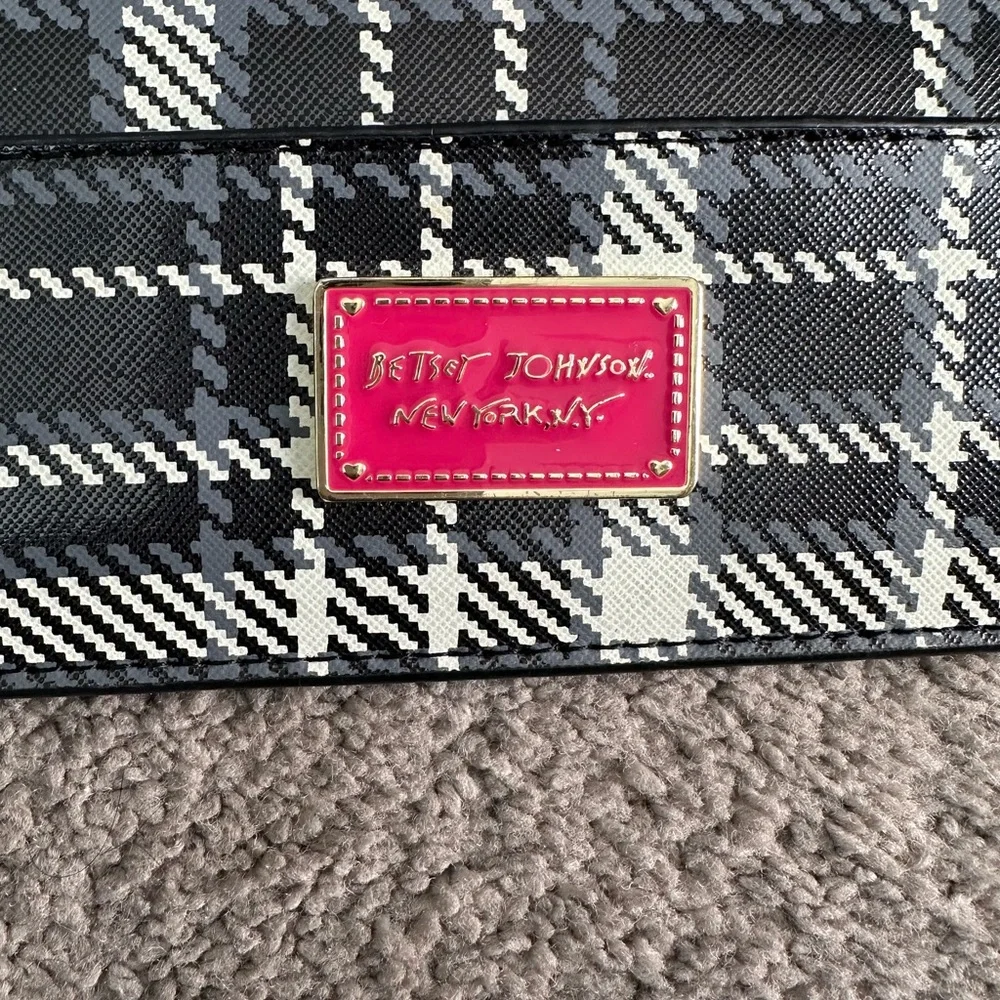 Betsey‎ Johnson Black and White Plaid Clutch Wallet